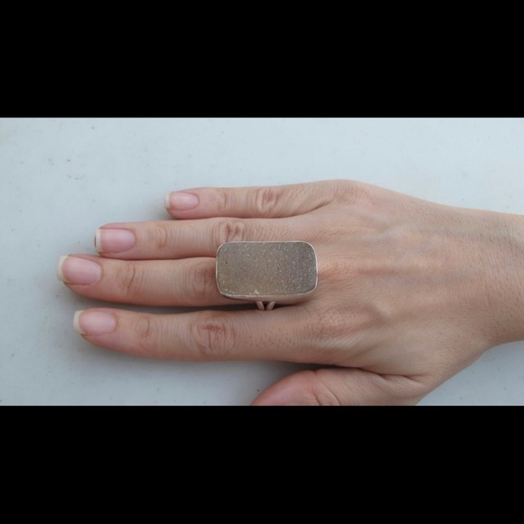 AMAZING HANDMADE SILVER DRUZY AGATE RING - Picture 3 of 5